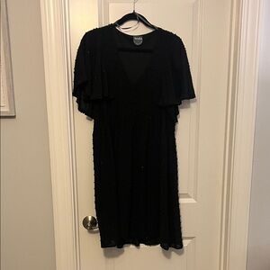 ARULA Black Midi Dress with Flutter Sleeves